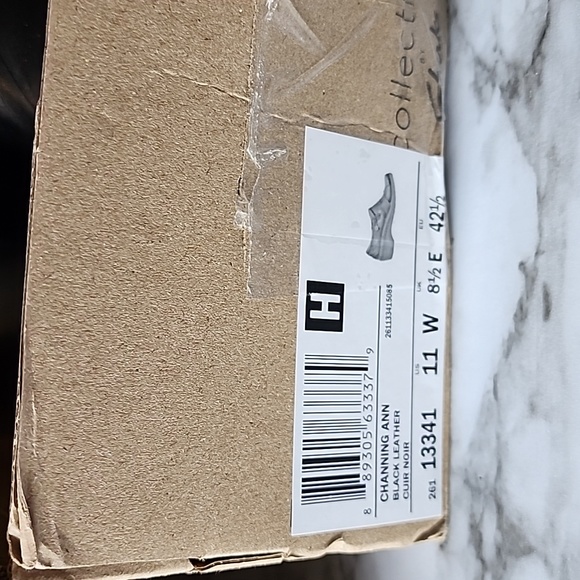 NWT Clarks Black Leather Slip on Side Zip Loafer Shoe Size 11 Wide - Picture 10 of 15